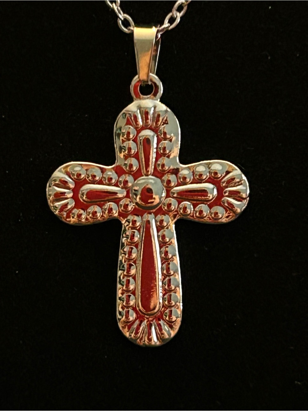 Gold-Tone Stainless Steel Cross Pendant Necklace with 18 inch Matching Chain